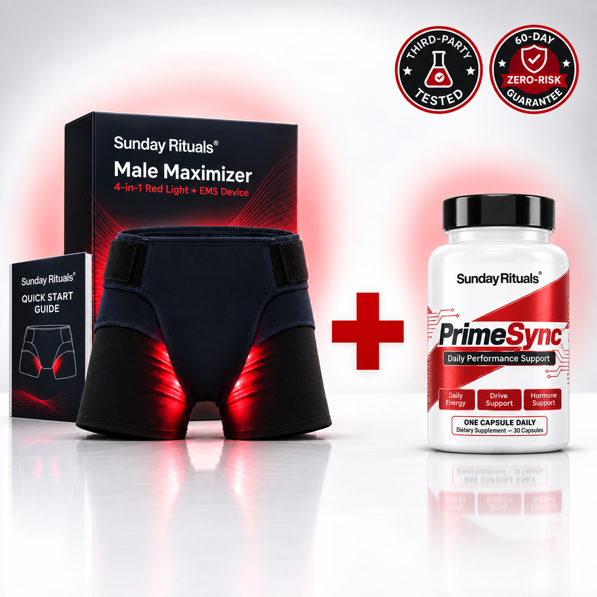 Male Maximizer device and PrimeSync supplement bundle concept